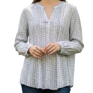 NWT Bicycle Patterned Anthropologie Jane And Delancey Button Up Pleated Shirt M